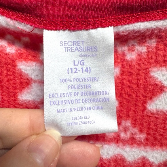 Secret Treasures Christmas Plush Onesie Union Suit Pajamas L (12–14) NWOT 🎄❄️ - Picture 5 of 13